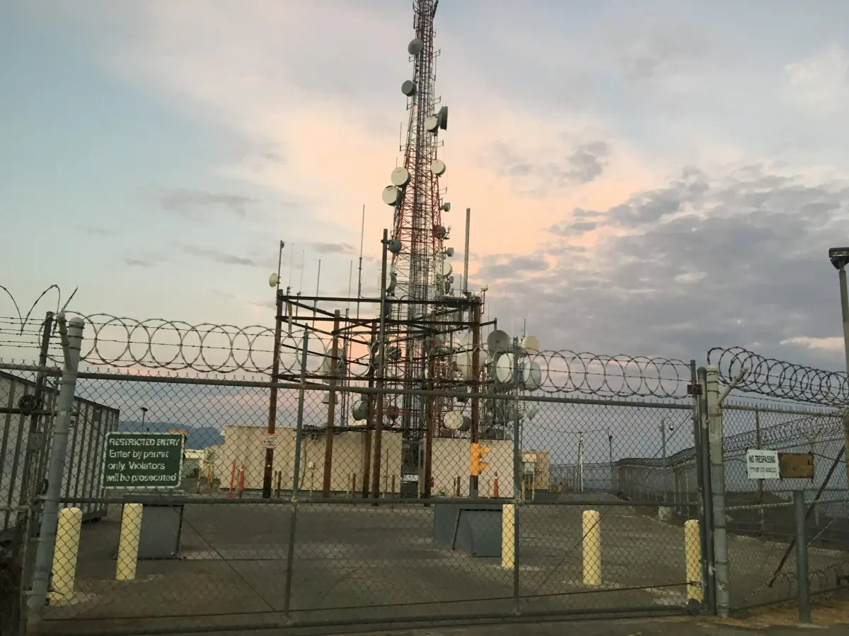 The radio tower on Mount Lee